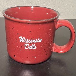 Wisconsin Dells Souvenir Camping Style Stoneware Maroon Mug